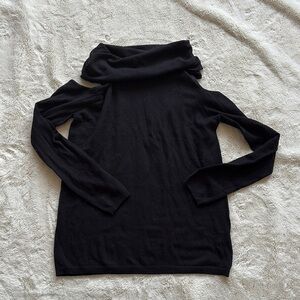 BUFFALO David Bitton Long Sleeve Shoulder Cut out Black Turtleneck Top